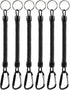 Pack of 6 Fishing Lanyard with Carabiner - Black Coiled Ropes for Secure Pliers, Lip Grips, Tackle Tools