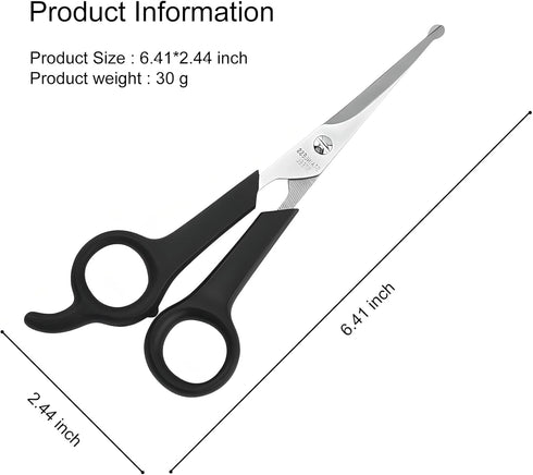Jaasuee Set Trimming, Pet Grooming Scissors for Body & Facial Durable Stainless Steel Blades with Rounded Tips