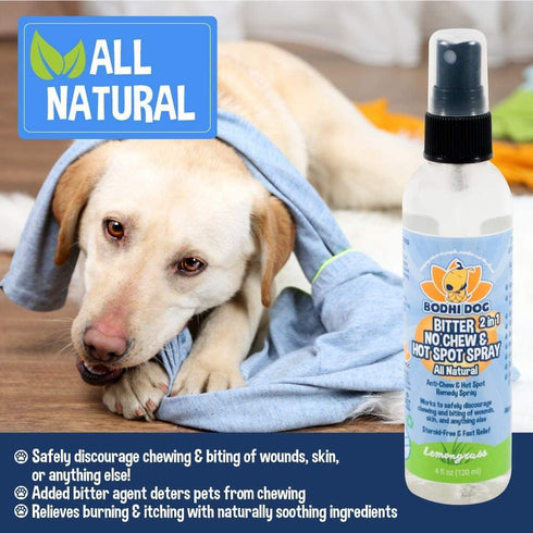 Bodhi Dog Bitter 2-in-1 No Chew & Hot Spot Spray, Natural Anti-Chew Remedy, Safe for Skin, 4 Fl Oz