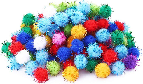 1.5 INCH Extra Large Cat Toy Balls, Sparkly Glitter Chase Pom Pom Balls