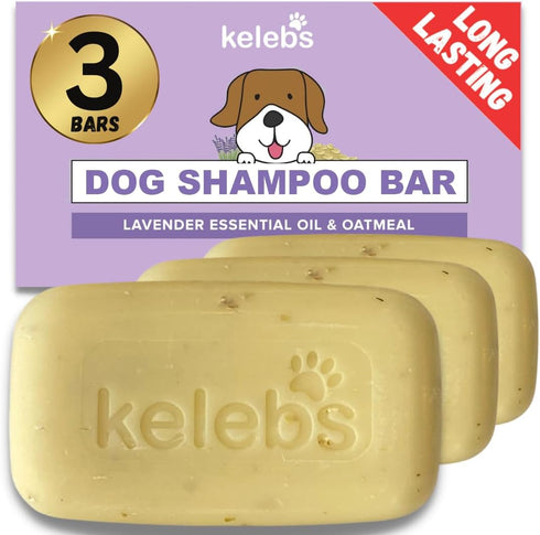 Dog Shampoo for Allergies and Itching - All Natural Dog Soap Bar with Lavender Oil & Oatmeal, 3PCS