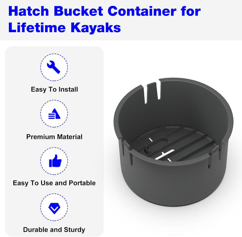 Kayaks Storage Bucket Container for Lifetime Kayak Storage, Fits Hatch Opening 6 7/8" - 2 Pack
