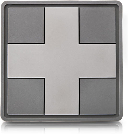 M-Tac Medical Cross PVC Patch - Morale Badge for Med Tactical Military Gear with Hook Fastener (Gray)