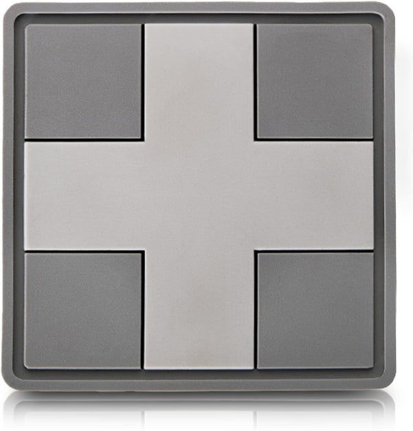 M-Tac Medical Cross PVC Patch - Morale Badge for Med Tactical Military Gear with Hook Fastener (Gray)