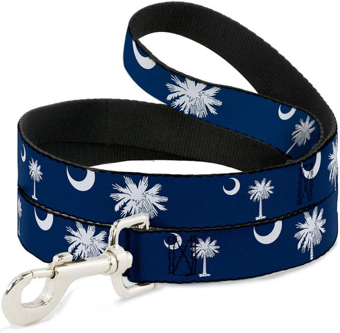 Dog Leash 4 Feet Long South Carolina Flags Scattered 1.0 Inch Wide