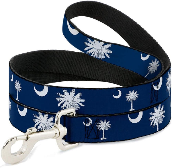 Dog Leash 4 Feet Long South Carolina Flags Scattered 1.0 Inch Wide
