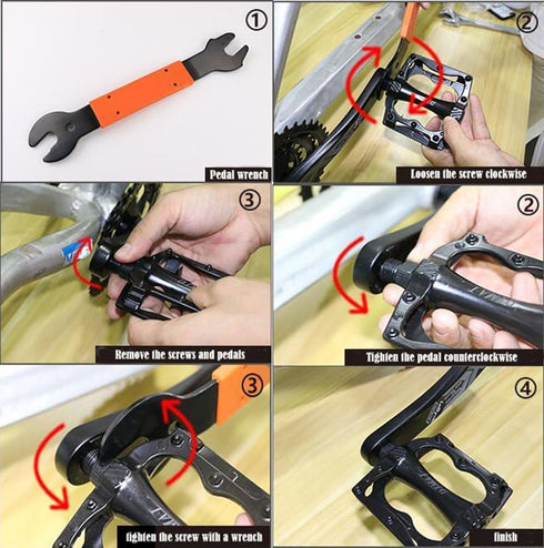 Tfwadmx 2 Pcs Bike Pedal Wrench, Bicycle Spanner 15, 16, 17 mm Repair Removal Tool for Mountain Bike