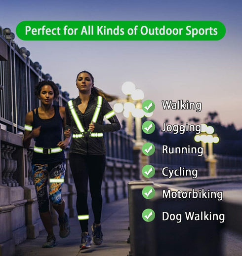 Reflective Vest with 2 Pack Reflector Armbands, Adjustable Elastic Safety Belt for High Visibility Running, Jogging,