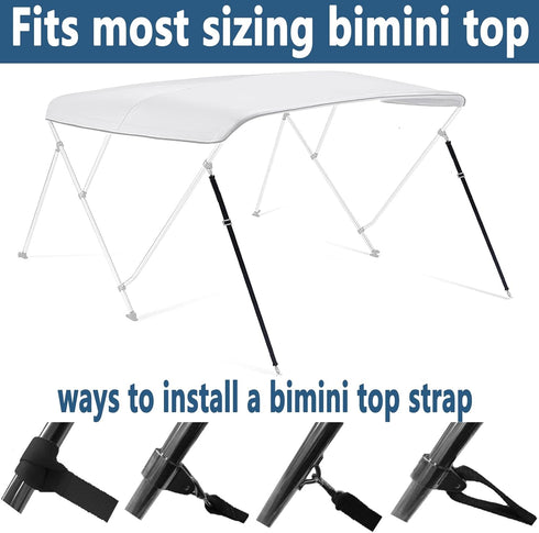 Two Hooks Adjustable Bimini Boat Top Straps, 38"~70" Marine Awning Webbing Straps with Heavy Duty Snap Hooks