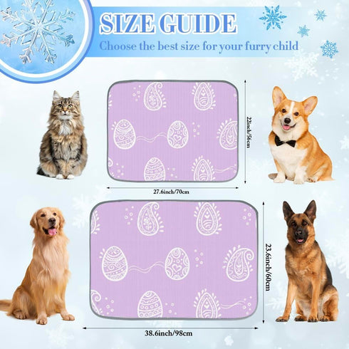 imiBBWQu Summer 27" 22" Cooling Dog Bed Easter Eggs Purple Dog Cooling Mats Washable Beach Pad Pet Bed Outdoor Non-Slip