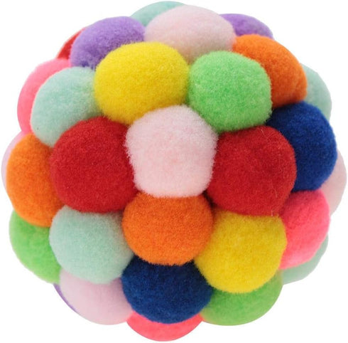 Pet Cat Plush Ball Toy, Interactive Chewing Training Tool with Bell for Dogs and Puppies (S)