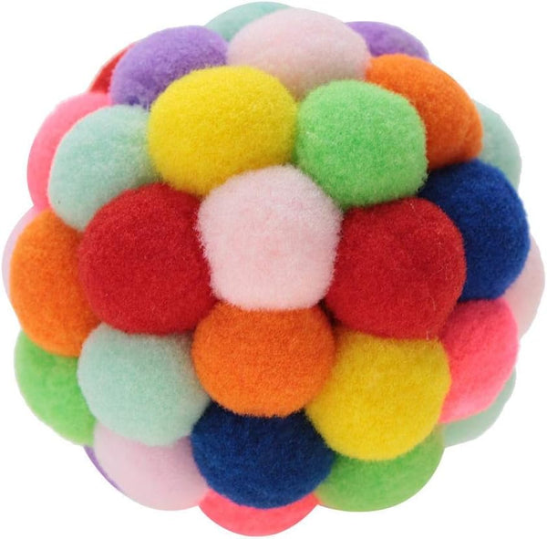 Pet Cat Plush Ball Toy, Interactive Chewing Training Tool with Bell for Dogs and Puppies (S)