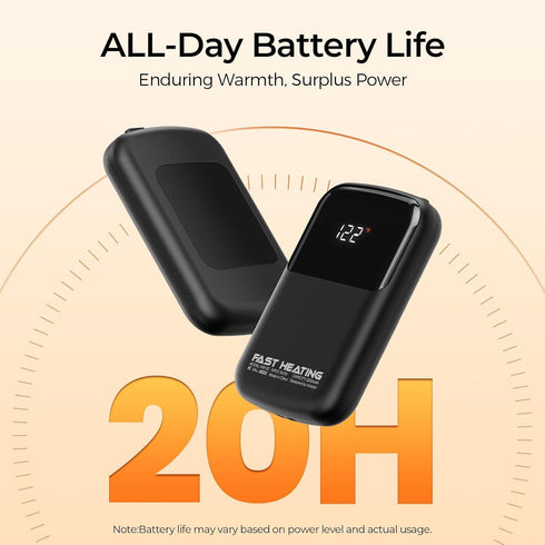 Rechargeable Hand Warmers 6400mAh with Temp & Battery Display, Pocket Electric Heater Gift for Men & Women, Travel Use