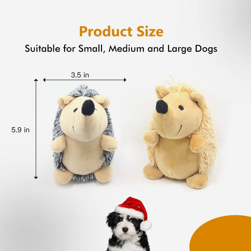 Durable Dog Squeaky Toys, Interactive Plush Chew Toys for Small, Medium, Large Dogs (Grey+Yellow, Hedgehogs)