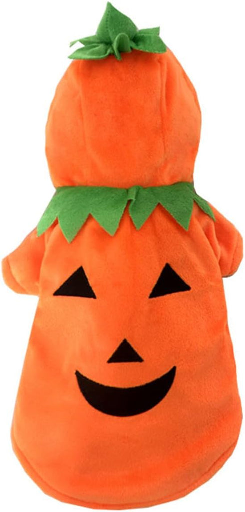 Mogoko Dog Cat Halloween Pumpkin Costume, Pet Cosplay Fleece Hoodie, Autumn Winter Clothes (M Size)