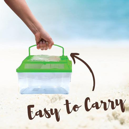 12.5 inches Needzo Hermit Crab Tank with Carrier Handles, Plastic Terrariums for Reptiles, Crabs, Lizards, and More