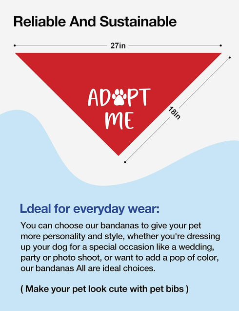 Adopt Me Dog Bandana - Funny Red Dog Scarf Accessories for Adoption Announcement, Pet Lover Gifts for Christmas