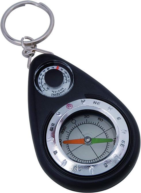 Small Compass and Thermometer Keychain for Camping, Hiking, Backpacking, Survival Tool
