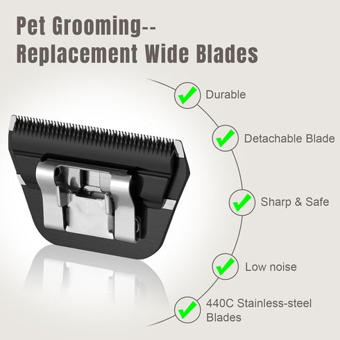 5FW Wide Blades for Dog Grooming, Compatible with Andis, Oster A5, Wahl KM10 Clippers, Cutting Length 1/4", Black