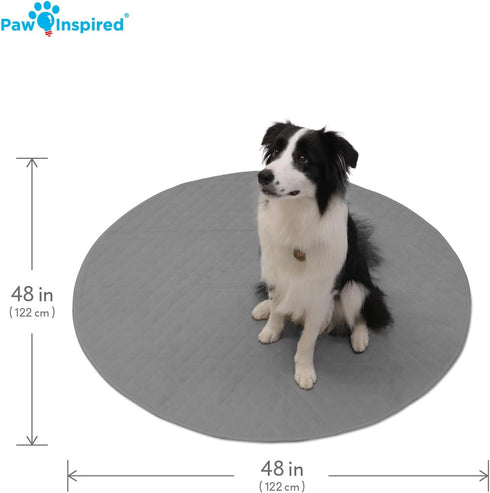 48 Inch Paw Inspired Round Playpen Mat, Super Absorbent Fleece Cage Liner with Non-Slip Bottom, Waterproof Pet Play Pen