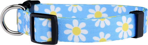 Native Pup Flower Dog Collar, Adjustable Small Medium Large, Cute Designer Puppy Accessories, Pink Floral Blue Daisy
