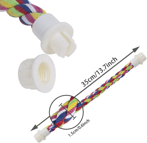 Bird Rope Perch Parakeet Toys, Spiral Bird Toy for Cockatiels, 43" & 13.7" Bird Bungee Rope Perches