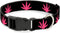 Plastic Clip Collar, Marijuana Leaf Repeat Black Pink, Narrow-Small, 6-9"