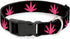 Plastic Clip Collar, Marijuana Leaf Repeat Black Pink, Narrow-Small, 6-9"