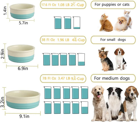 Sweejar Purple Ceramic Dog Bowls, Heavy Duty Porcelain Pet Dish for Small Dogs and Cats, 17 Fl Oz