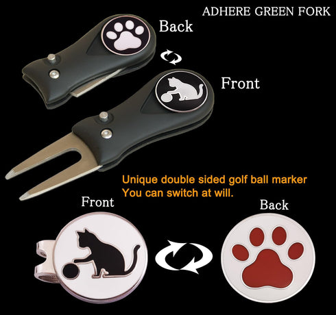 Golf Ball Markers Personlized Double Side Cute cat Logo Enamel with A Magnetic Hat Clips,A Premium Golf Gifts.