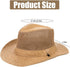 Unisex Fishing Hats Wide Brim Straw Panama Hat Fedora Beach Sun Hat UPF50+