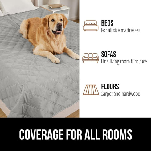 Gorilla Grip 100% Waterproof Dog Blanket, Tear Resistant Washable Couch Protector Cover for Small Dogs, 40x50 Light Gray
