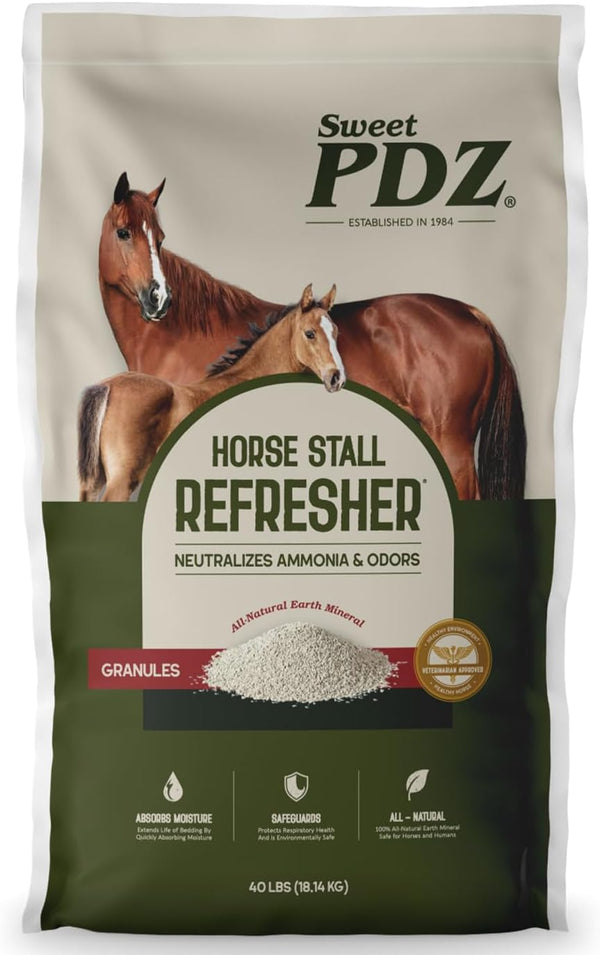 Sweet PDZ Horse Stall Refresher Granules, Stall Refresher Odor Eliminator (40 lbs)