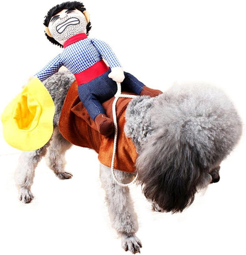 Dog Costume Pet Puppy Suit Cowboy Rider Style Carrying Costume for Halloween Christmas Party Photograph-Large