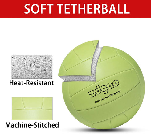Portable Tetherball-Glow in The Dark Replacement Tether Ball with Carabiner, Ball Pump with Needle for Kids and Adults