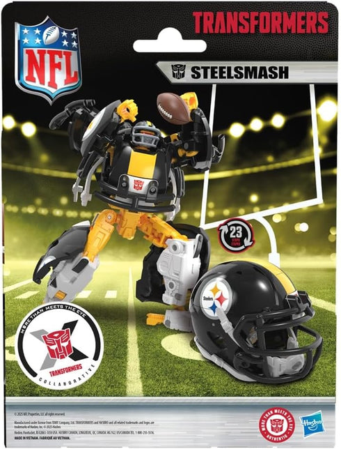 5.5-Inch 8+ Transformers NFL Pittsburgh Steelers Steelsmash Action Figure Changes from Robot to Helmet, Football Toys