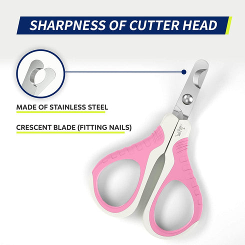 WePet U07.1 Pet Nail Clippers, Professional Claw Trimmer for Cats, Dogs, Small Animals, White/Thulian Pink
