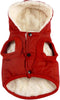 Extra Warm Fleece Lining Dog Hoodie for Large Dogs, Red Jacket with Hood, Size XL for Winter