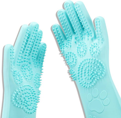 Pet Grooming Magic Gloves - Dog Cat Bathing Shampoo Brush - Silicone Hair Removal Gloves for Bathing and Messaging,