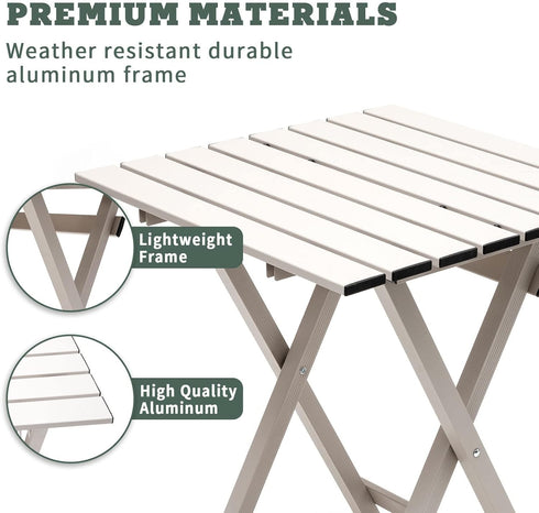 SUNNYFEEL Folding Camping Table, Lightweight Aluminum Portable Picnic Table 18.5x18.5x24.5 Inch for Outdoor Cooking