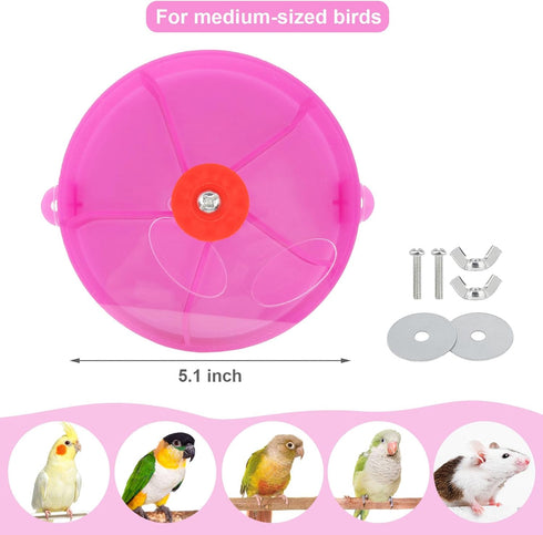 Bird Creative Foraging System Wheel, Seed Food Ball Rotate Training Toy for Small and Medium Parrots, Purple