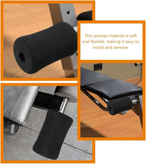 Sponge Foam Foot Pad Roller 2 Pair, 1-inch Rod Replacement for Gym Equipment (Foam 5.3" X 2.9"; Od X 0.87" Id)