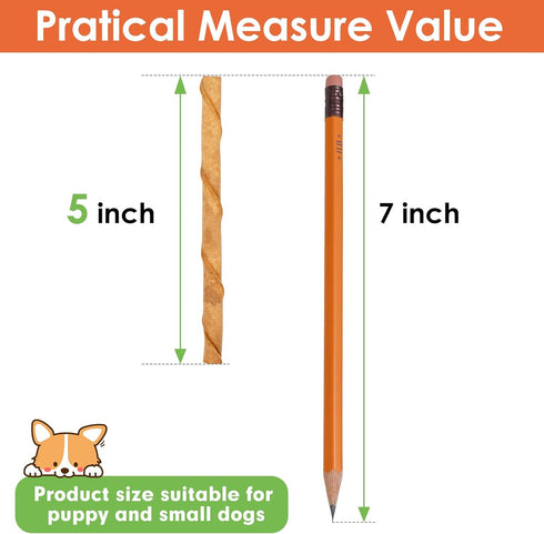 MON2SUN 5 Inch 120 Count Dog Rawhide Twist Sticks Chicken Flavor Thin Sticks Rawhide Chews Treats for Puppy and Small