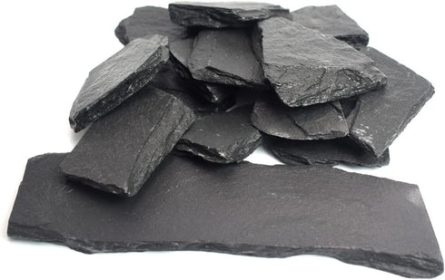 Natural Slate Stone Rocks, Mix of Stones 2 to 3 inches and 1 Piece About 8 inches - for Aquariums and Terrariums, Aquascaping (3 Pounds)