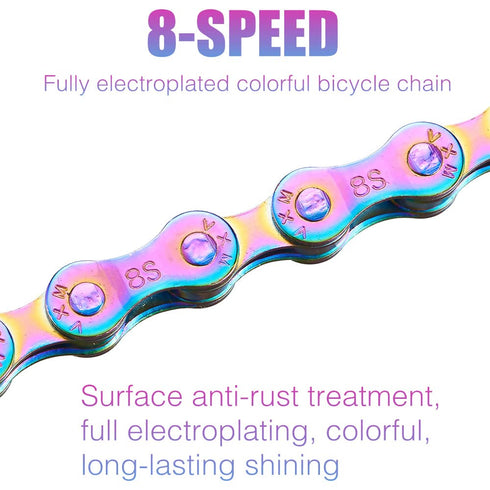 YBEKI Bike Chain, 6/7/8/9/10/11 Speed Bicycle Chain, 1/2 x 11/128 Inch, 116 Links, Multicolour