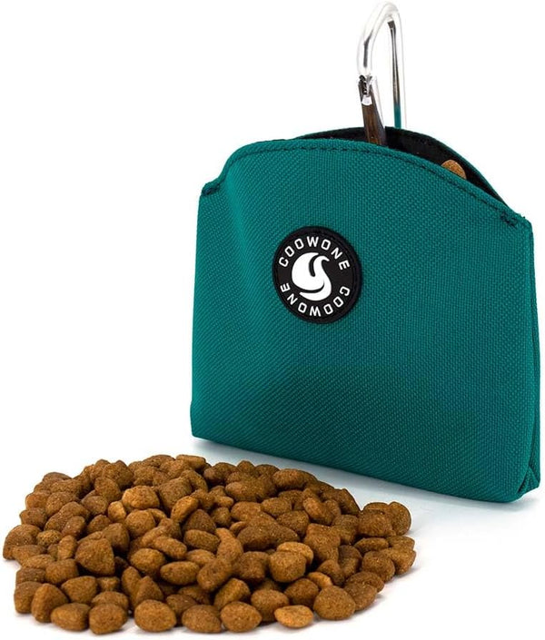 COOWONE Dog Treat Pouch, Magnetic Closure Small Dog Training Treat Pouch with Clip, Pocket Sized, Green