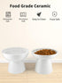 Elevated Cat Food and Water Bowls Set - Extra Wide Raised Ceramic Feeder for Kittens and Small Dogs (White)