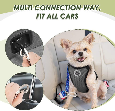 2 Pack SlowTon Dog Seatbelt, Dog Seat Belt Car Leash Adjustable Elastic Bungee Buffer Heavy Duty Nylon Reflective Pet