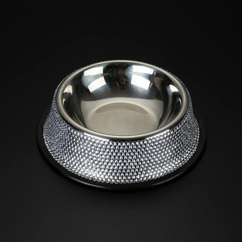 APGLSXY Dog Bowls with Rhinestones Stainless Steel Dog Food and Water Bowls Non-Skid Rubber Base Sparkling Feeding