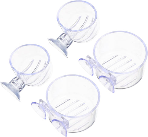 Mipcase 4Pcs Red Worm Feeder Dish with Suction Cup, Floating Fish Tank Feeding Bowl for Shrimp and Fish.